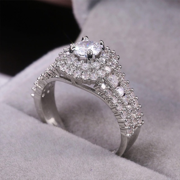 **ARIADNE* Silver x Zircon Decor Fashion Ring Size 7 - Picture 5 of 7